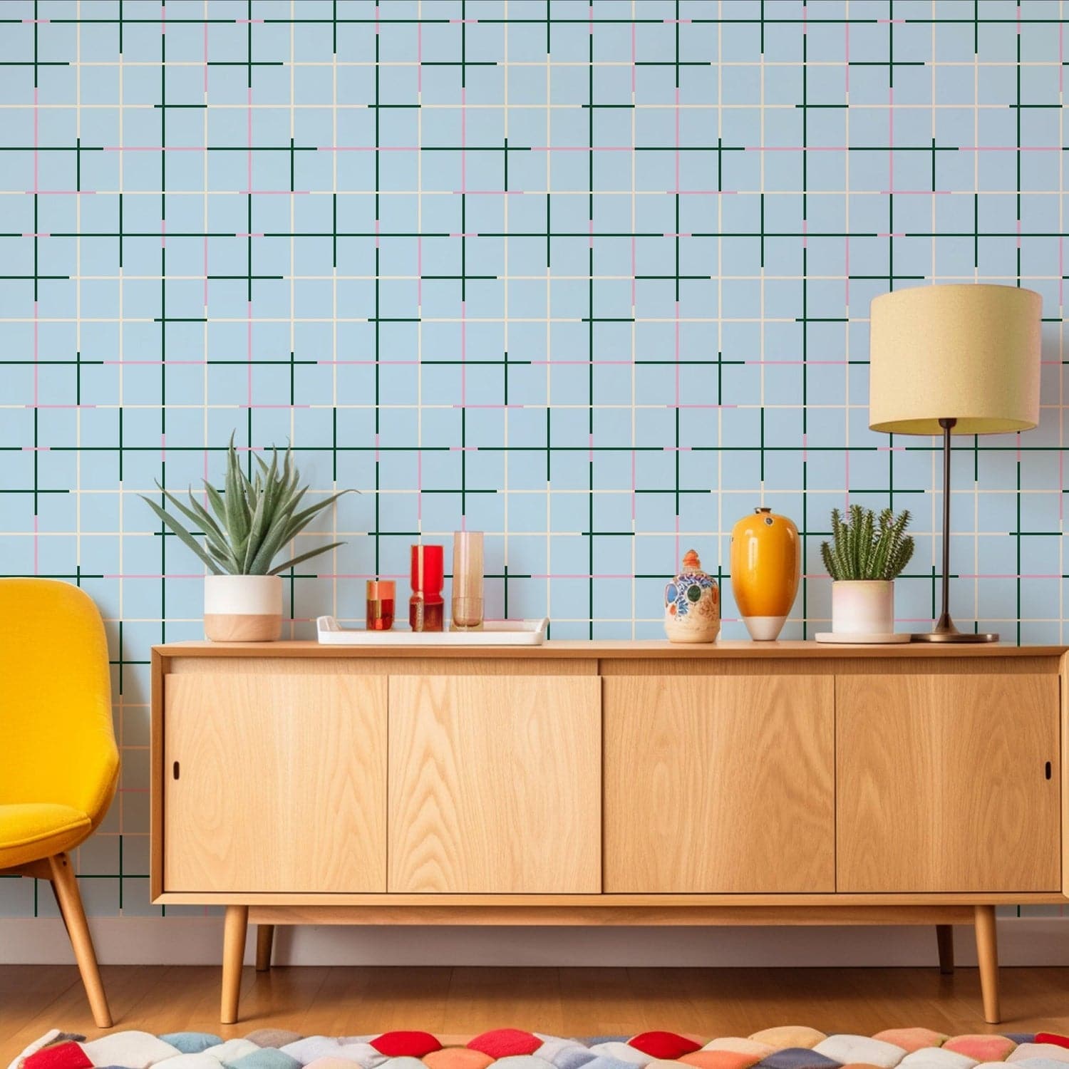 Grid Wallpaper-Mitchell Black-MITCHB-WCPK105-GR-PM-10-Wall PaperPatterns Green-Premium Matte Paper-4-France and Son