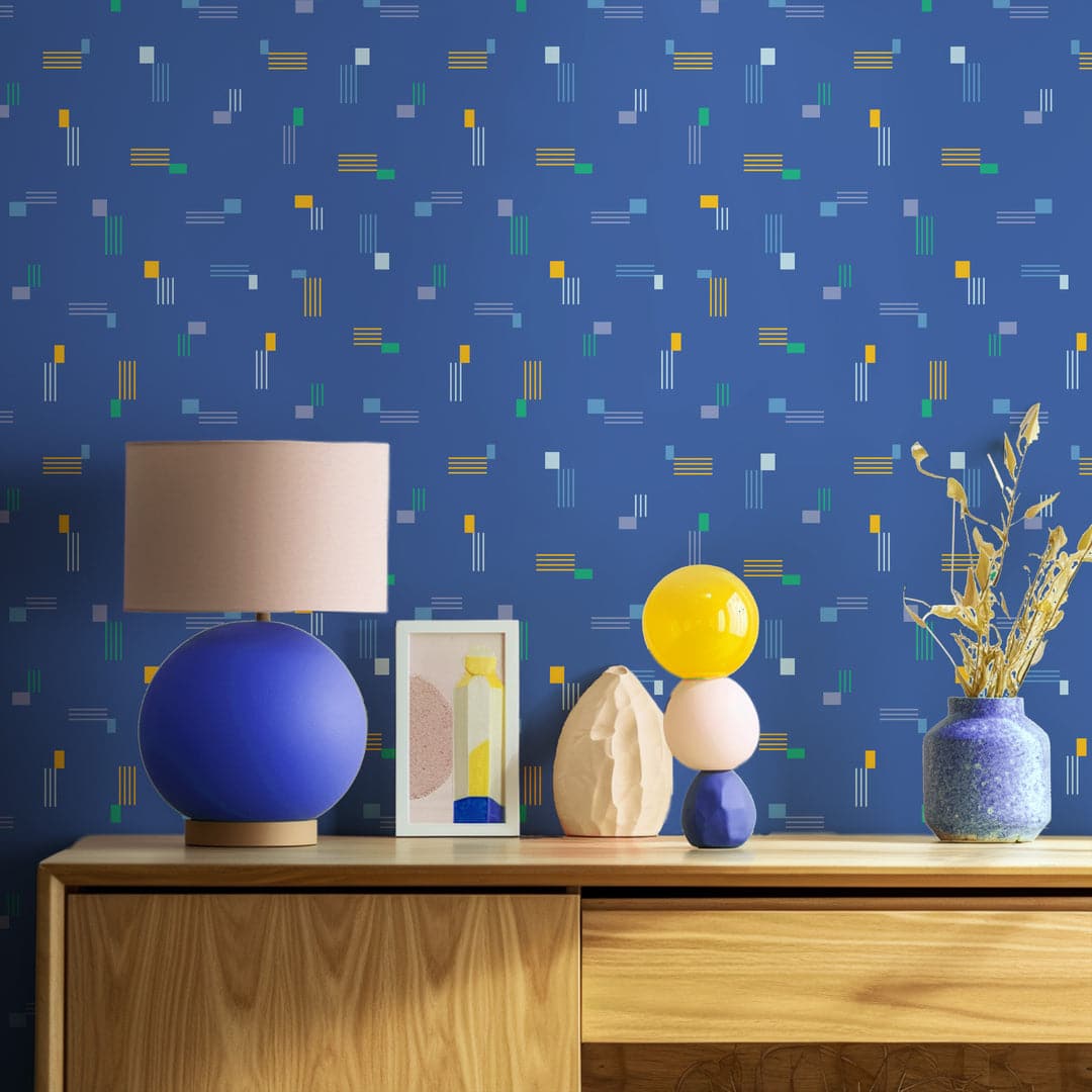 Shapes Wallpaper-Mitchell Black-MITCHB-WCPK106-BL-PM-10-Wall PaperPatterns Blue-Premium Matte Paper-6-France and Son