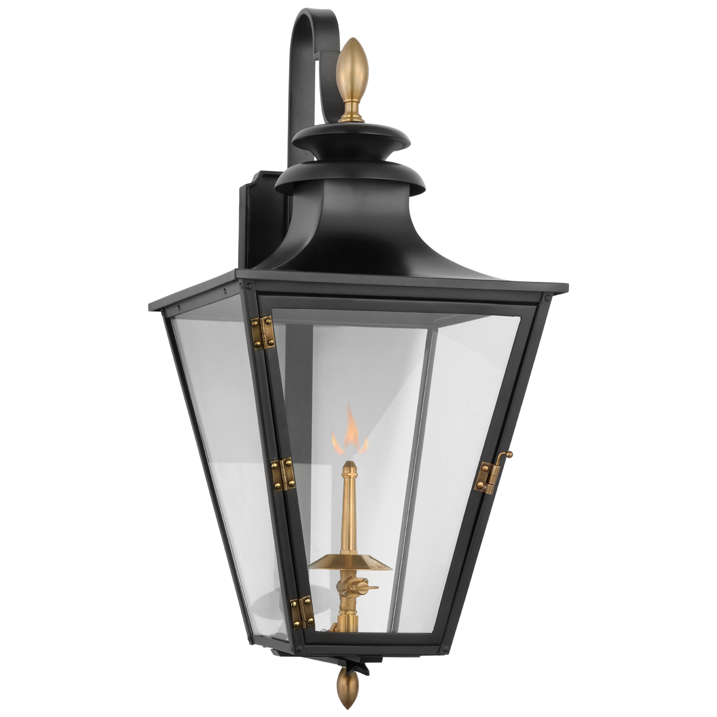 Anaya Small Bracketed Gas Wall Lantern-Visual Comfort-VISUAL-CHO 2435BLK-CG-Wall LightingMatte Black and Brass with Clear Glass-1-France and Son