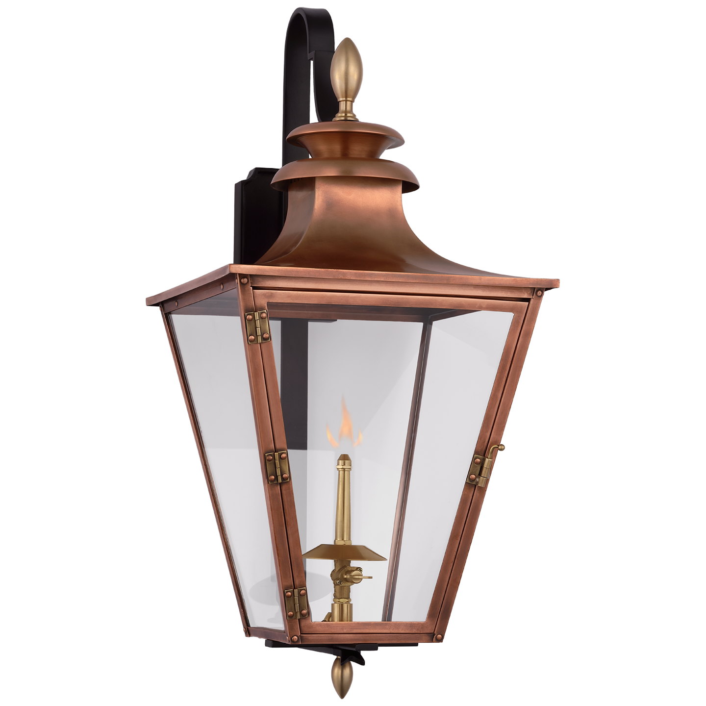 Anaya Small Bracketed Gas Wall Lantern-Visual Comfort-VISUAL-CHO 2435SC-CG-Wall LightingSoft Copper and Brass with Clear Glass-2-France and Son