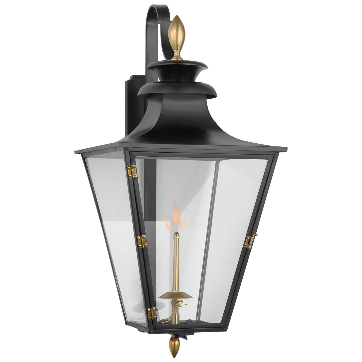 Anaya Medium Bracketed Gas Wall Lantern-Visual Comfort-VISUAL-CHO 2436BLK-CG-Wall LightingMatte Black and Brass with Clear Glass-1-France and Son