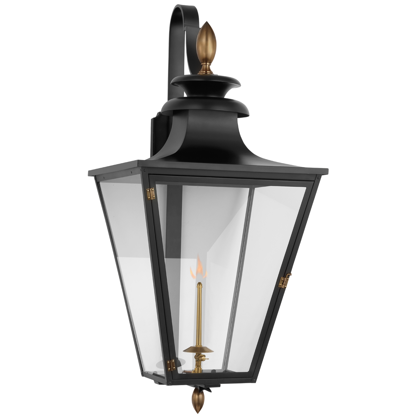 Anaya Large Bracketed Gas Wall Lantern-Visual Comfort-VISUAL-CHO 2437BLK-CG-Wall LightingMatte Black and Brass with Clear Glass-1-France and Son
