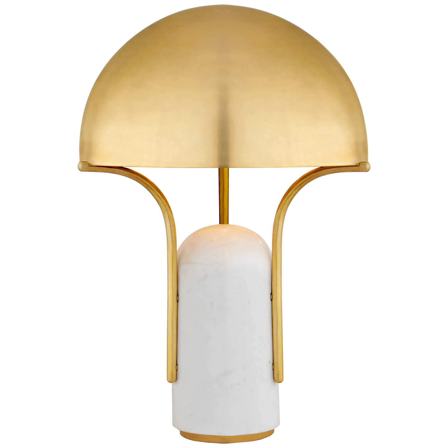 Alboran Medium Dome Table Lamp-Visual Comfort-VISUAL-KW 3920WM-AB-Table LampsWhite Marble-Antique-Burnished Brass-2-France and Son