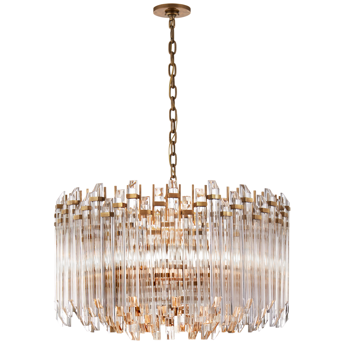 Acela Wide Drum Chandelier-Visual Comfort-VISUAL-SK 5421HAB-CA-ChandeliersHand-Rubbed Antique Brass-1-France and Son