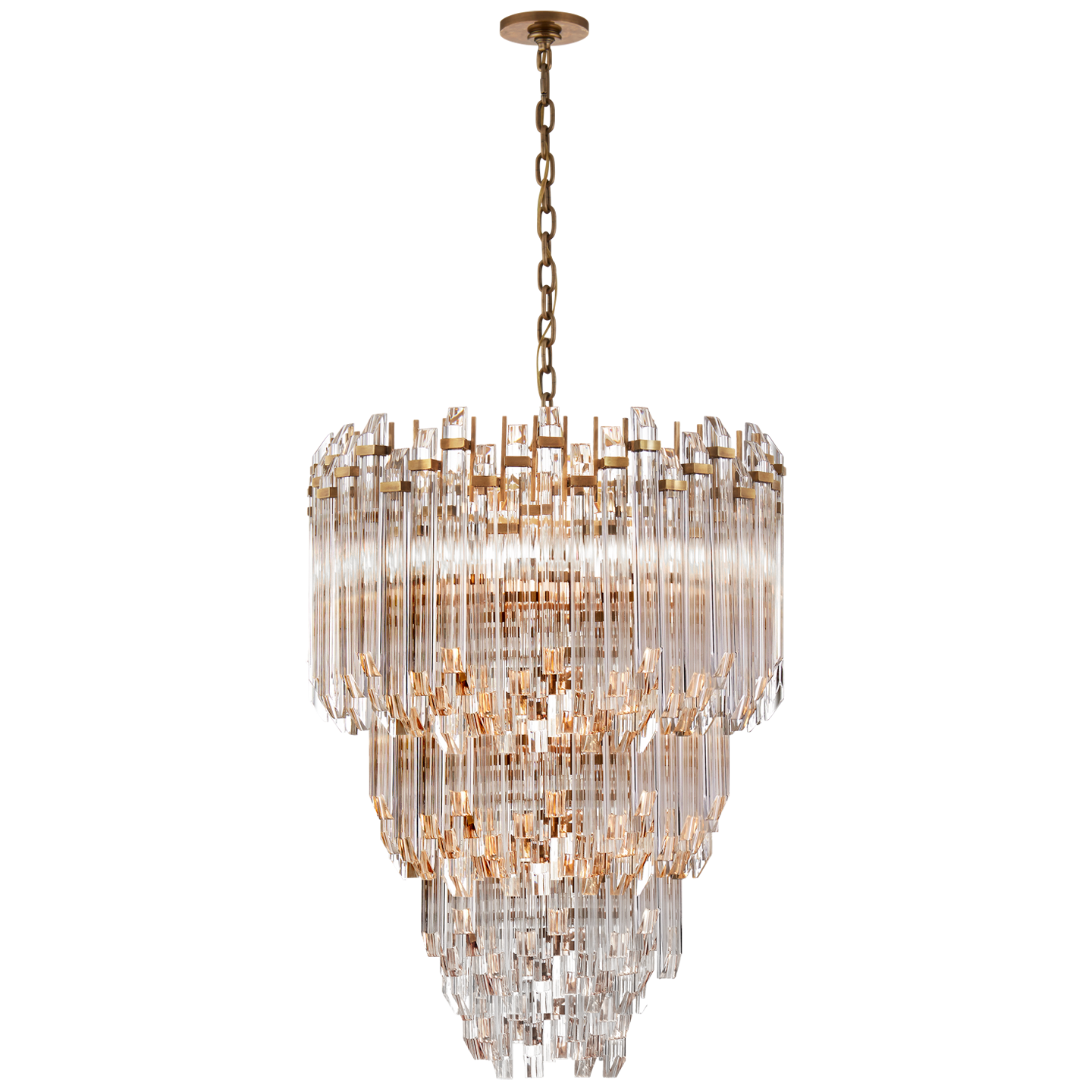 Acela Three-Tier Waterfall Chandelier-Visual Comfort-VISUAL-SK 5423HAB-CA-ChandeliersHand-Rubbed Antique Brass-1-France and Son