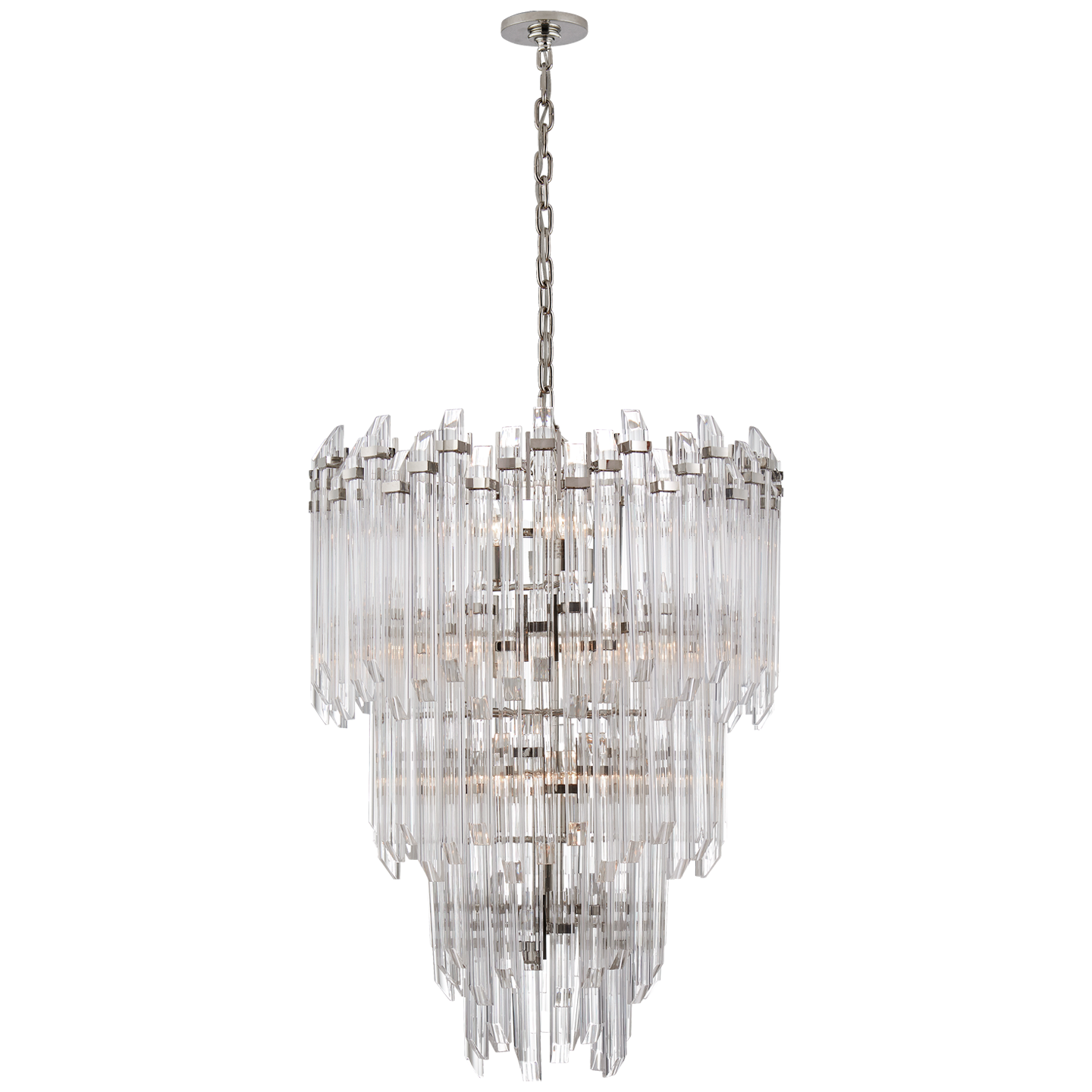 Acela Three-Tier Waterfall Chandelier-Visual Comfort-VISUAL-SK 5423PN-CA-ChandeliersPolished Nickel-2-France and Son