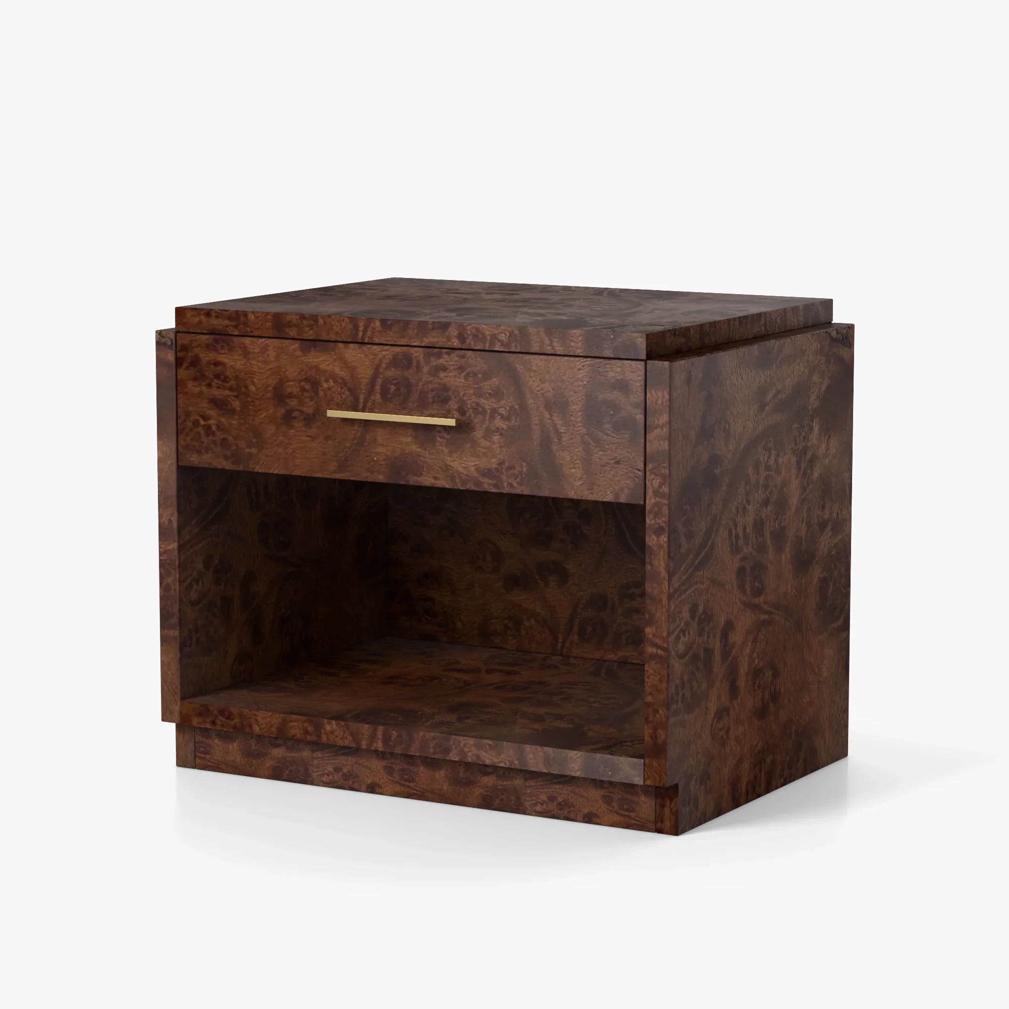 Wesley Burl Nightstand - Dark Burl