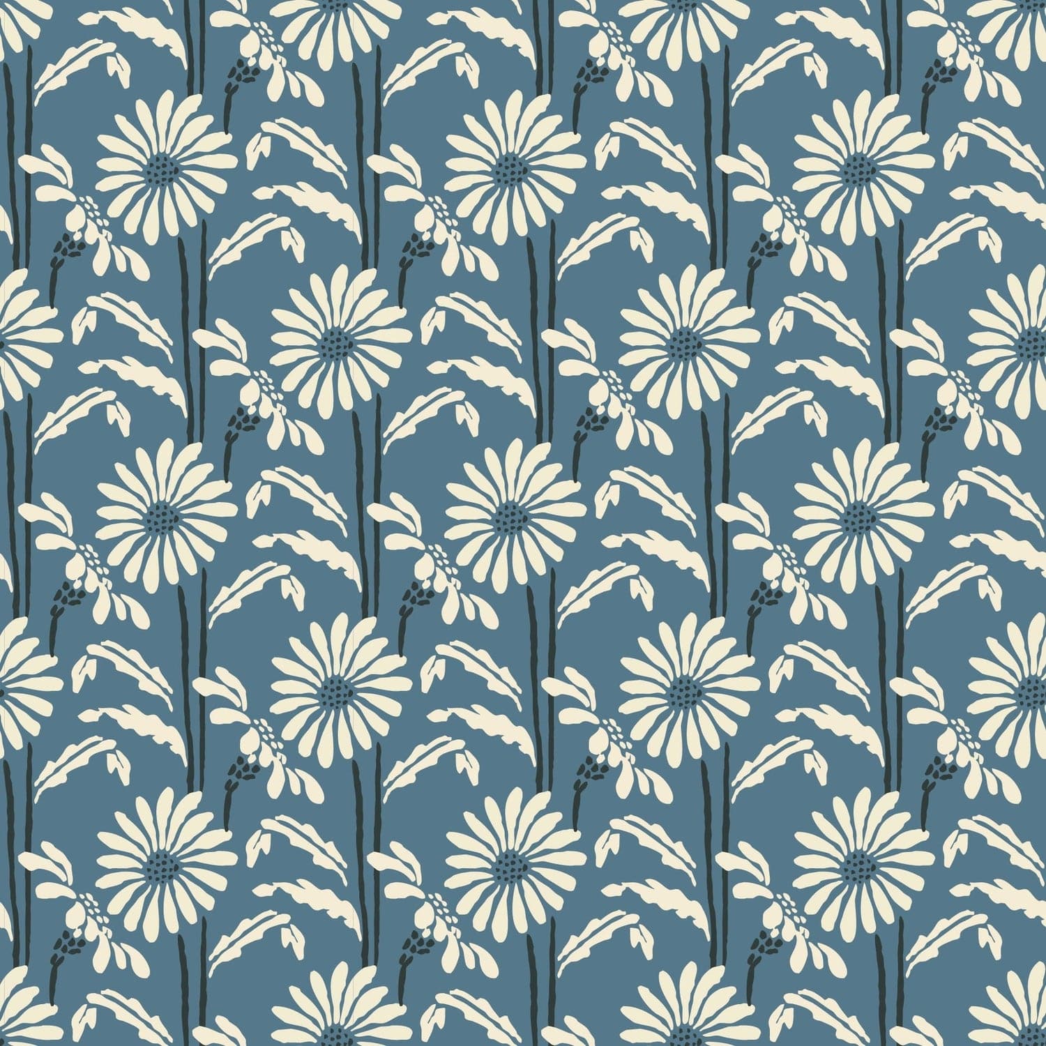 Woodland Bloom Wallpaper-Mitchell Black-MITCHB-WC407-BL-PM-10-Wall DecorPatterns Slate Blue-Premium Matte Paper-6-France and Son