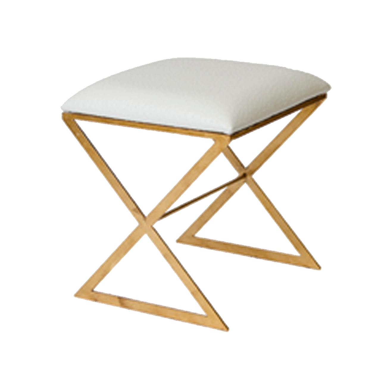 X Side Stool-Worlds Away-WORLD-X SIDE GUO-Stools & OttomansGold Leaf-Cream Ostrich-4-France and Son