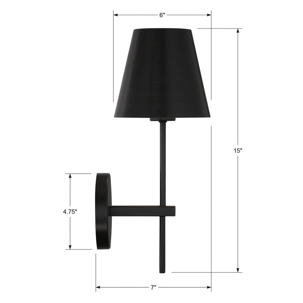 Xavier 1 Light Wall Mount-Crystorama Lighting Company-CRYSTO-XAV-B8321-MK-Wall LightingMatte Black-7-France and Son