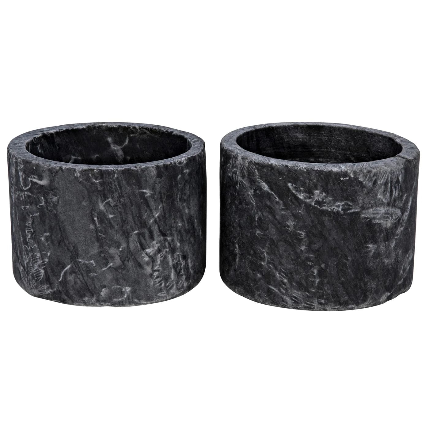 Syma Decorative Candle Holder, Set of 2-Noir-NOIR-YT0717-6BL-Decorative ObjectsNight Snow Marble-1-France and Son