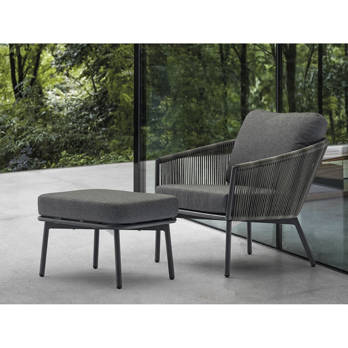 Yarrow Chair and Ottoman-Whiteline Modern Living-WHITELINE-CH1734-GRY-Outdoor Lounge Chairs-1-France and Son