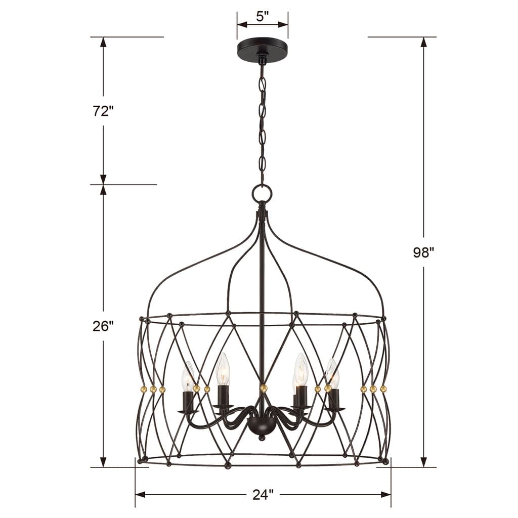 Zucca 6 Light Lantern-Crystorama Lighting Company-CRYSTO-ZUC-A9035-EB-GA-Pendants-5-France and Son