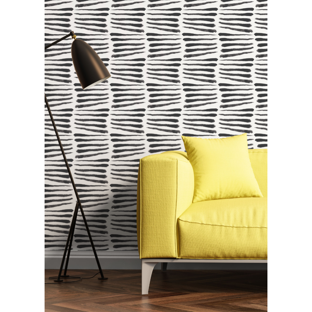 Zebra Wallpaper-Mitchell Black-MITCHB-WC386-1-PM-10-Wall DecorPatterns Black & White-Premium Matte Paper-2-France and Son