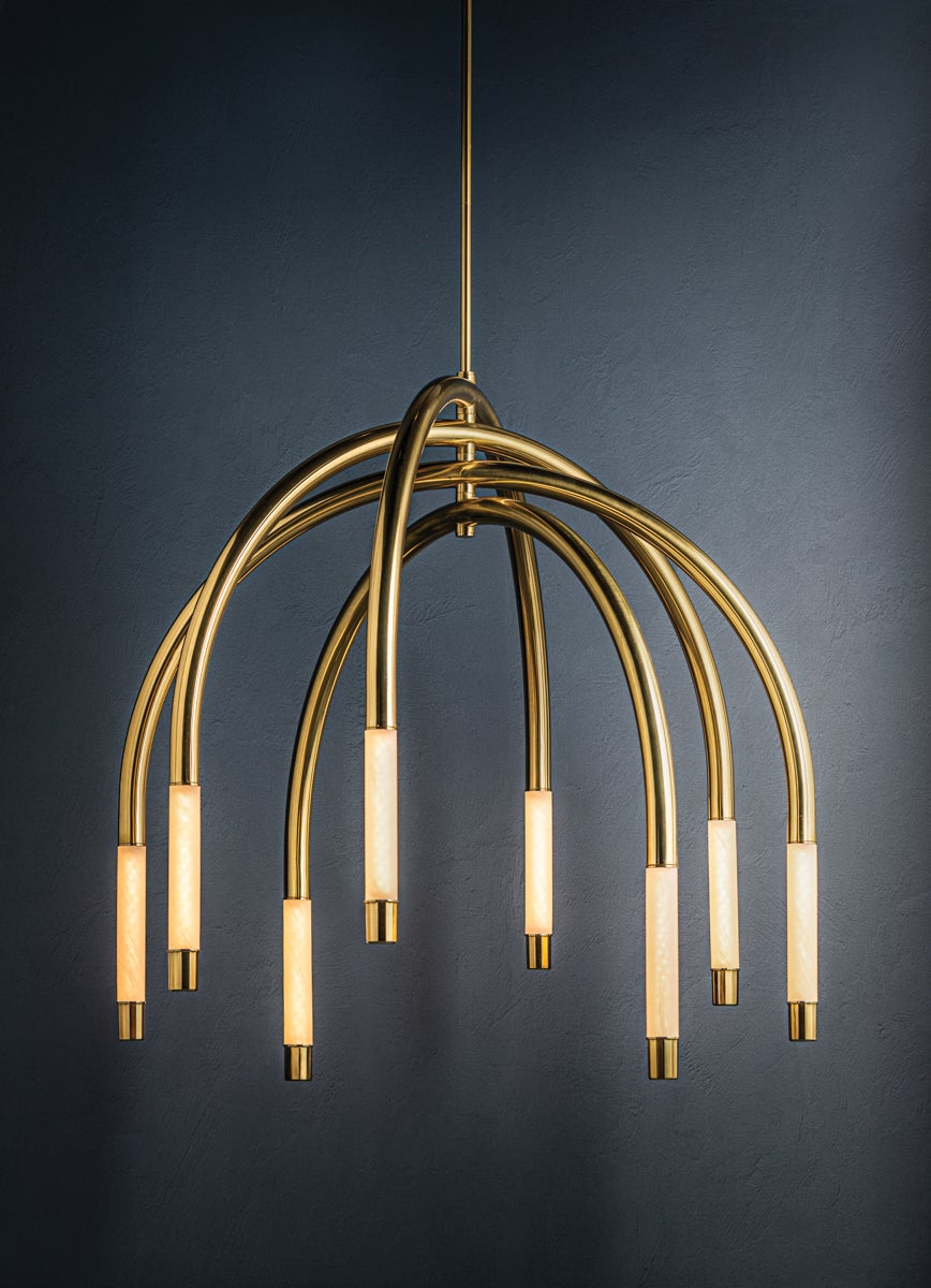 Zeme Chandelier - Vintage Polished Brass 8 Lights