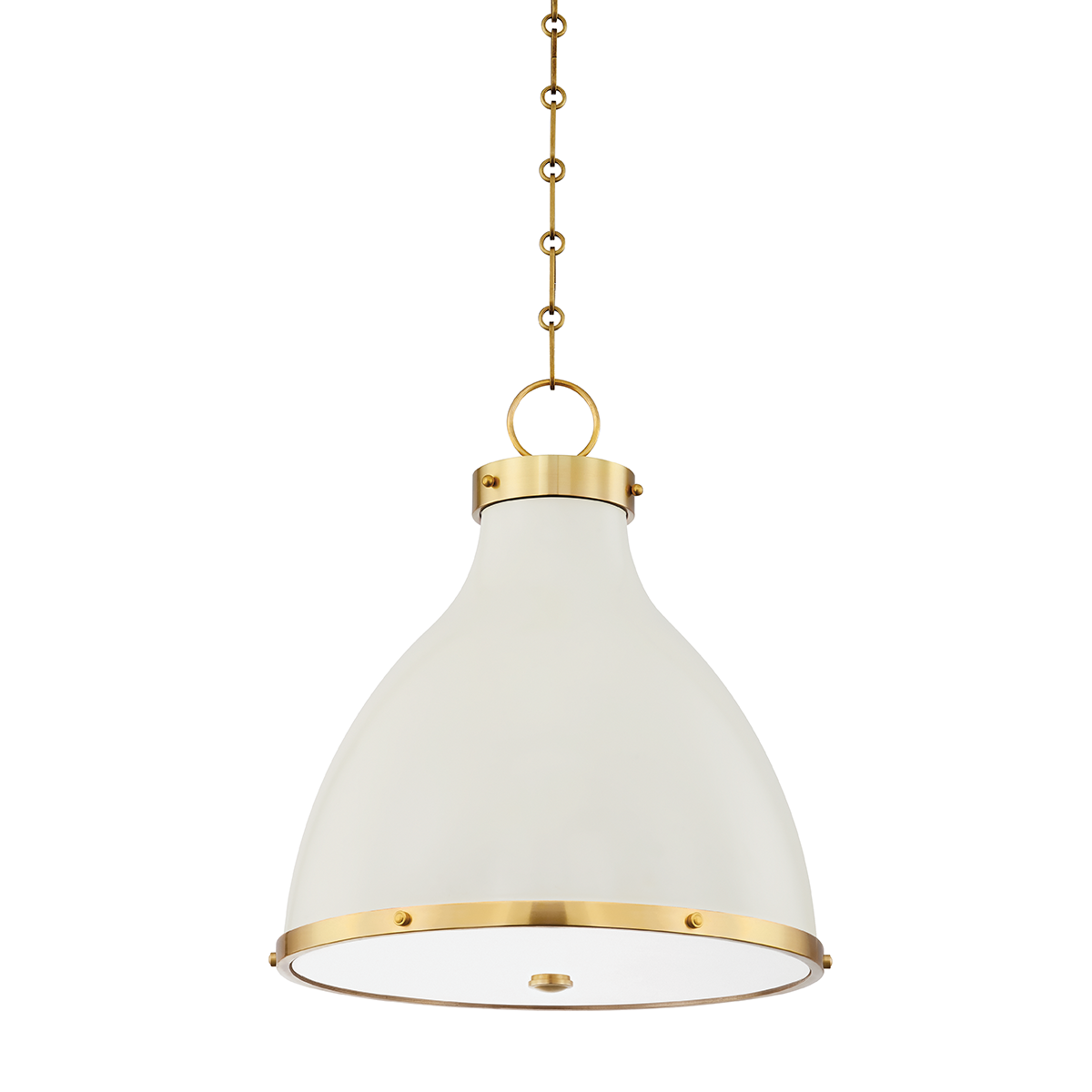 Painted No. 3 Two Light Small Pendant-Hudson Valley-HVL-MDS361-AGB/OW-PendantsAged Brass/Off White-2-France and Son