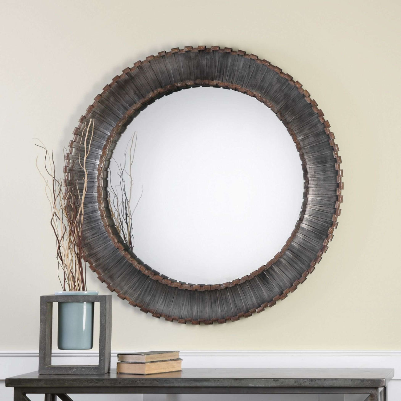 Tanaina Silver Round Mirror-Uttermost-UTTM-09175-Mirrors-2-France and Son