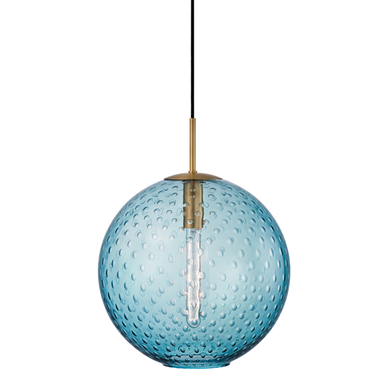 Rousseau 1 Light Pendant-Hudson Valley-HVL-2015-AGB-BL-PendantsAged Brass Blue-1-France and Son