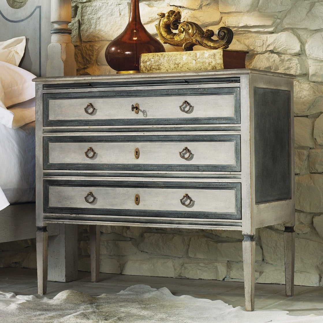 Danish 3 Drawer Commode - Painted-open box-Modern History-Stockr-MODERN-MH533F01-Dressers-1-France and Son