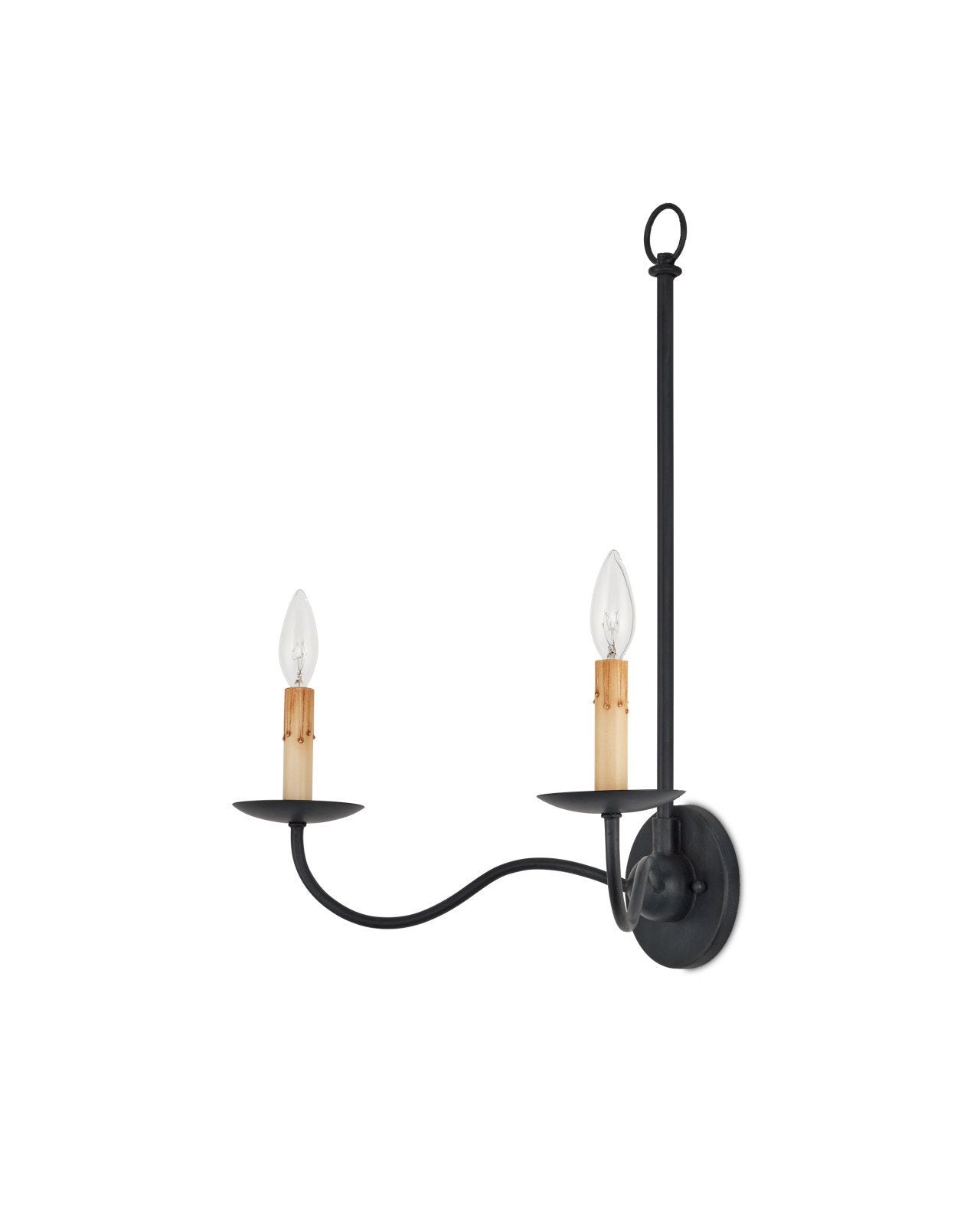 Saxon Double-Light Black Wall Sconce