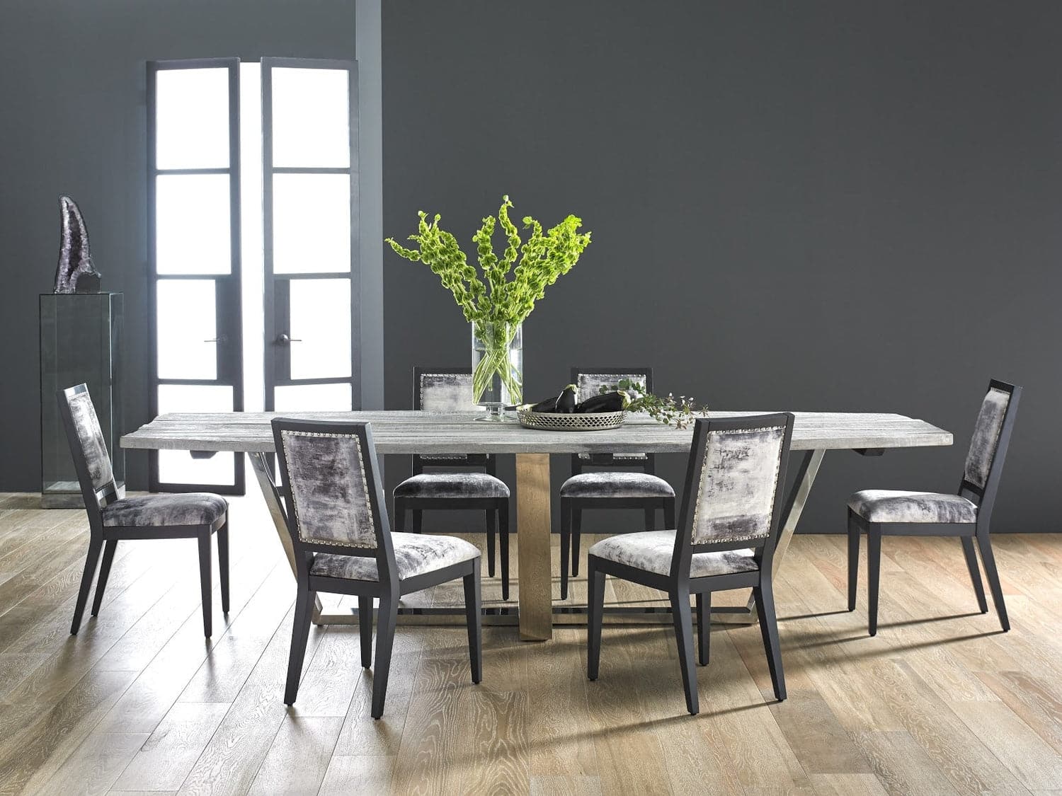 Mesmerize Dining Chair Mist Gray - Gray Wooden Legs-Phillips Collection-PHIL-PH81457-Dining Chairs-8-France and Son