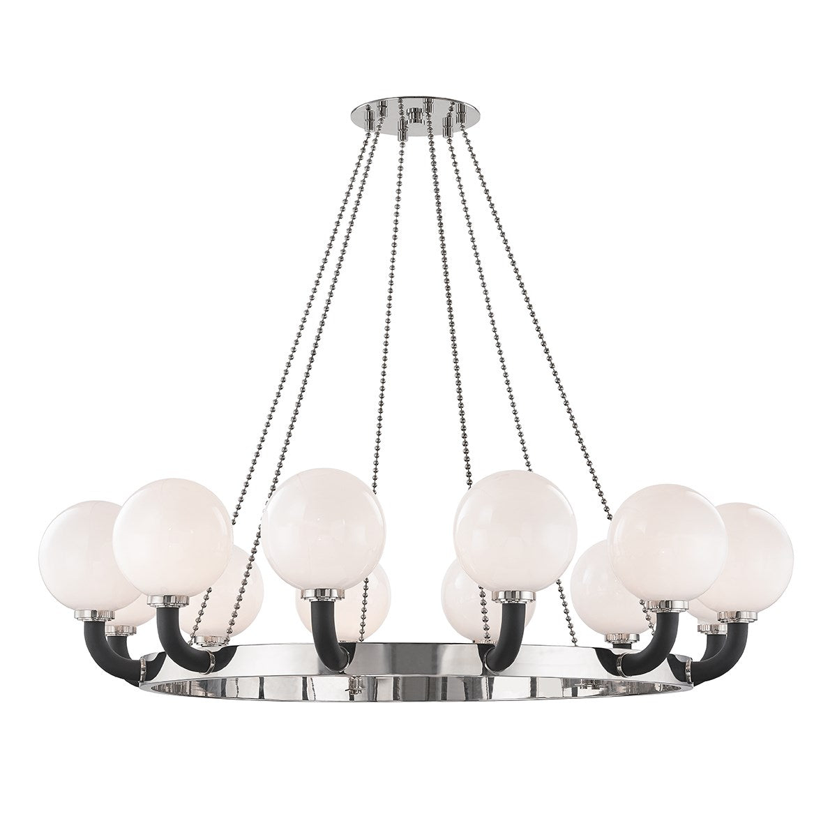 Werner Black Pendant 12 Lamp-Hudson Valley-HVL-3660-AGB/BK-PendantsAged Brass-2-France and Son