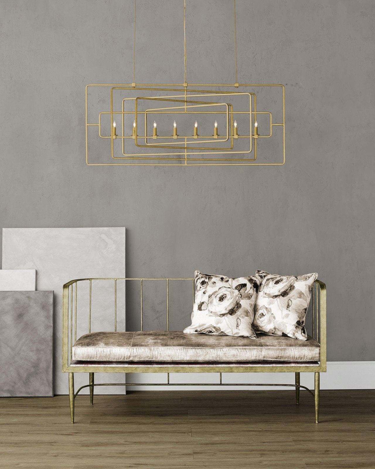 Metro Gold Rectangular Chandelier