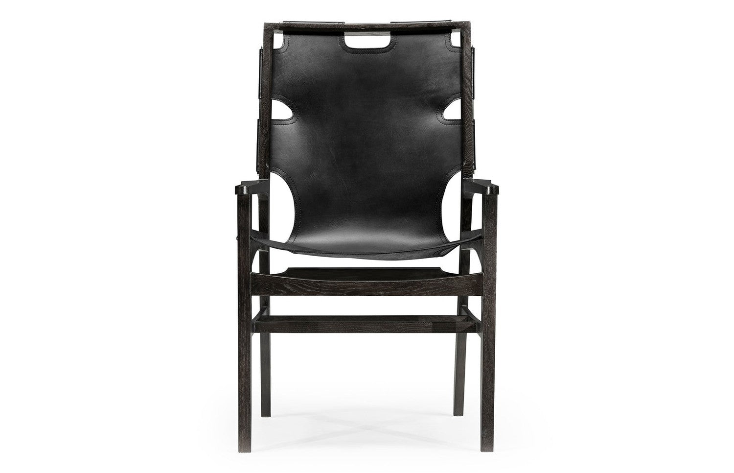 Casual Mid-cent Slung Leather Arm Chair-Jonathan Charles-JCHARLES-495097-AC-MAO-Dining Chairs-5-France and Son