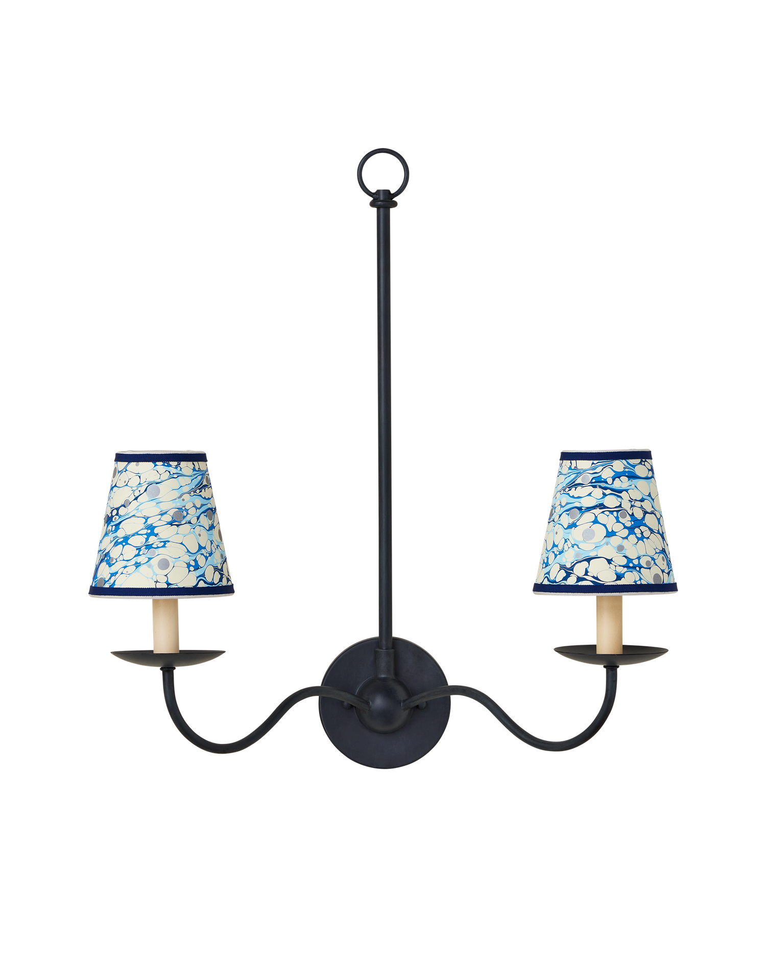 Marble Blue Lace Paper Tapered Chandelier Shade