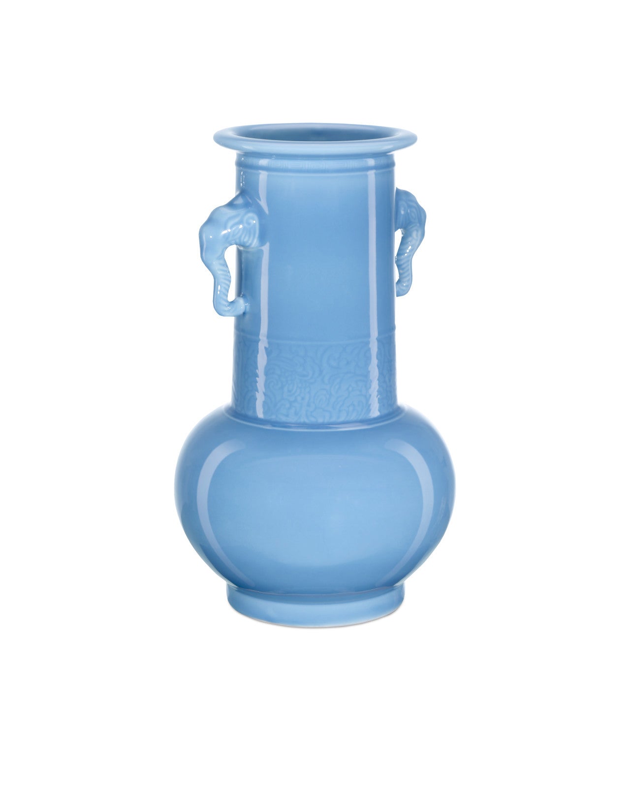 Sky Blue Elephant Handles Vase