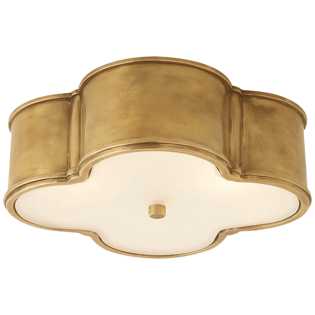 Basman 17" Flush Mount-Visual Comfort-VISUAL-AH 4015NB-FG-Flush MountsNatural Brass with Frosted Glass-5-France and Son