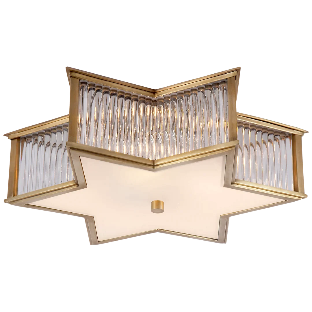 Sophian 17" Flush Mount-Visual Comfort-VISUAL-AH 4017NB/CG-FG-Flush MountsNatural Brass and Clear Glass Rods-Frosted Glass-2-France and Son