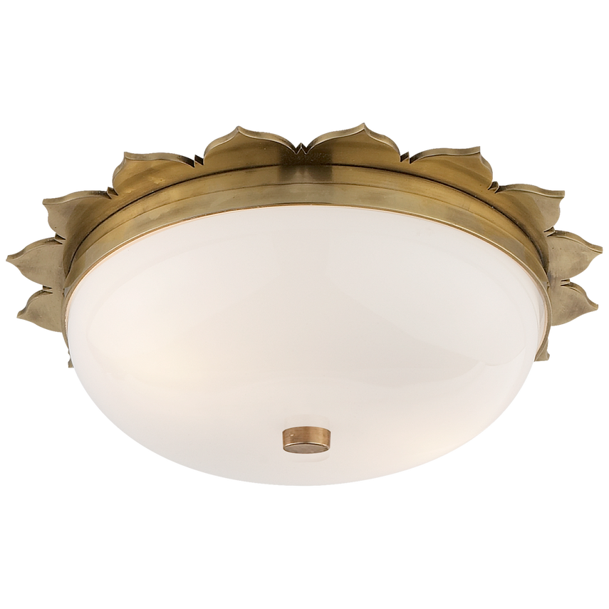 Rachael Small Flush Mount-Visual Comfort-VISUAL-AH 4029NB-WG-Flush MountsNatural Brass with White Glass-2-France and Son