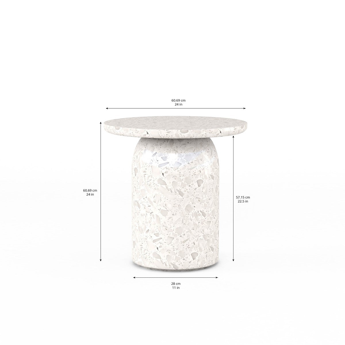 Cotiere Terrazzo End Table - White