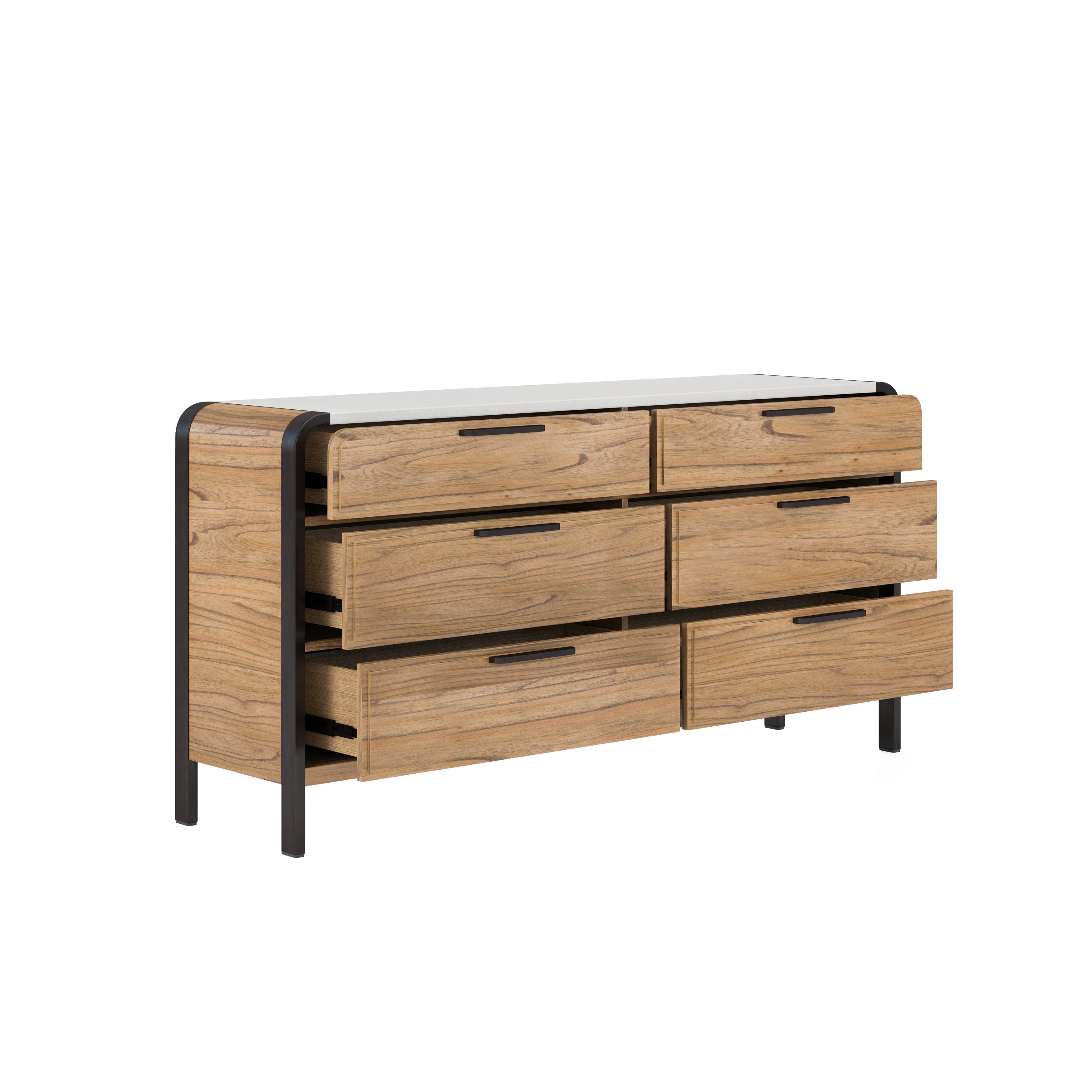 Portico Metal Leg Dresser - Brown, White