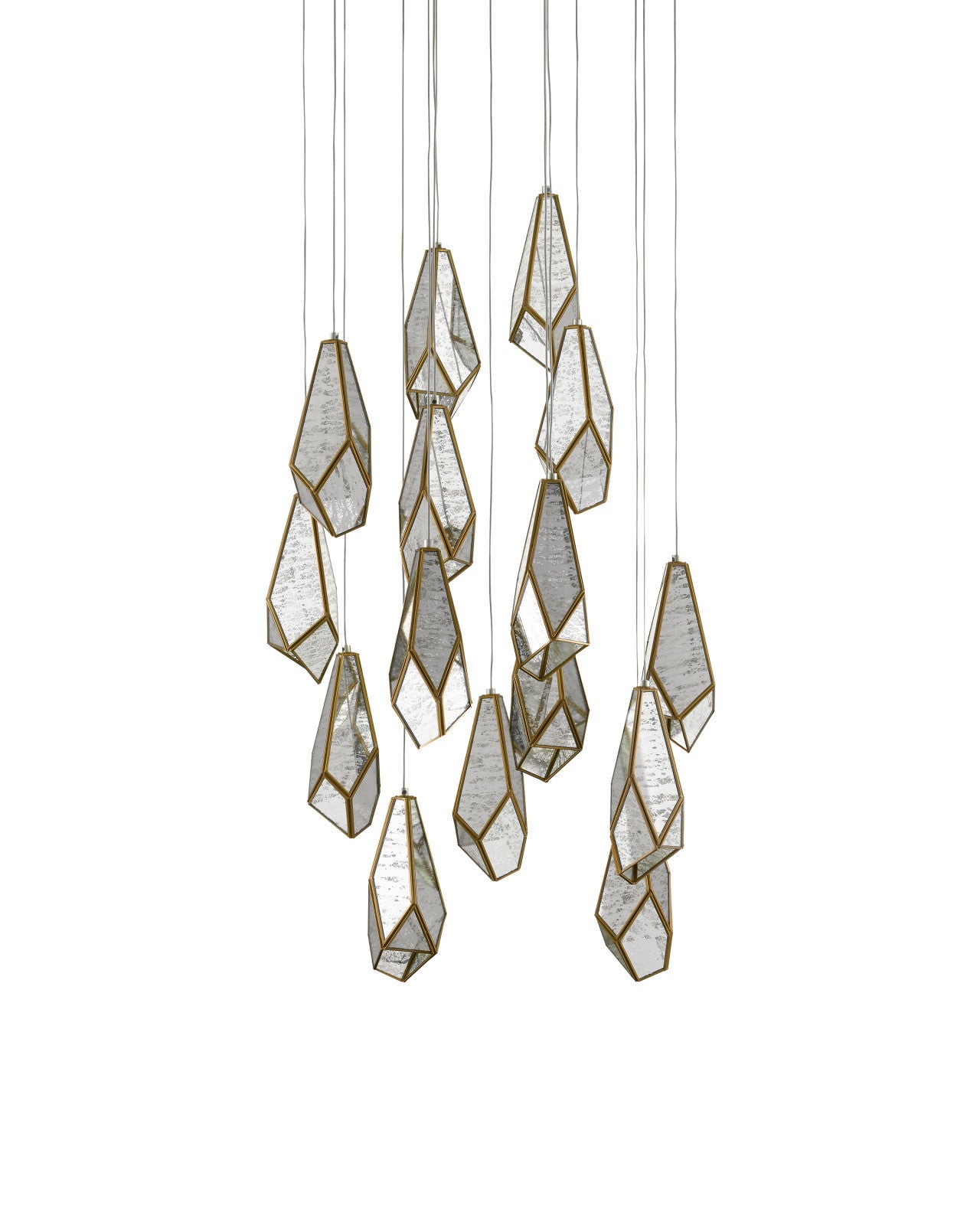 Glace Mirror 15-Light Round Multi-Drop Pendant