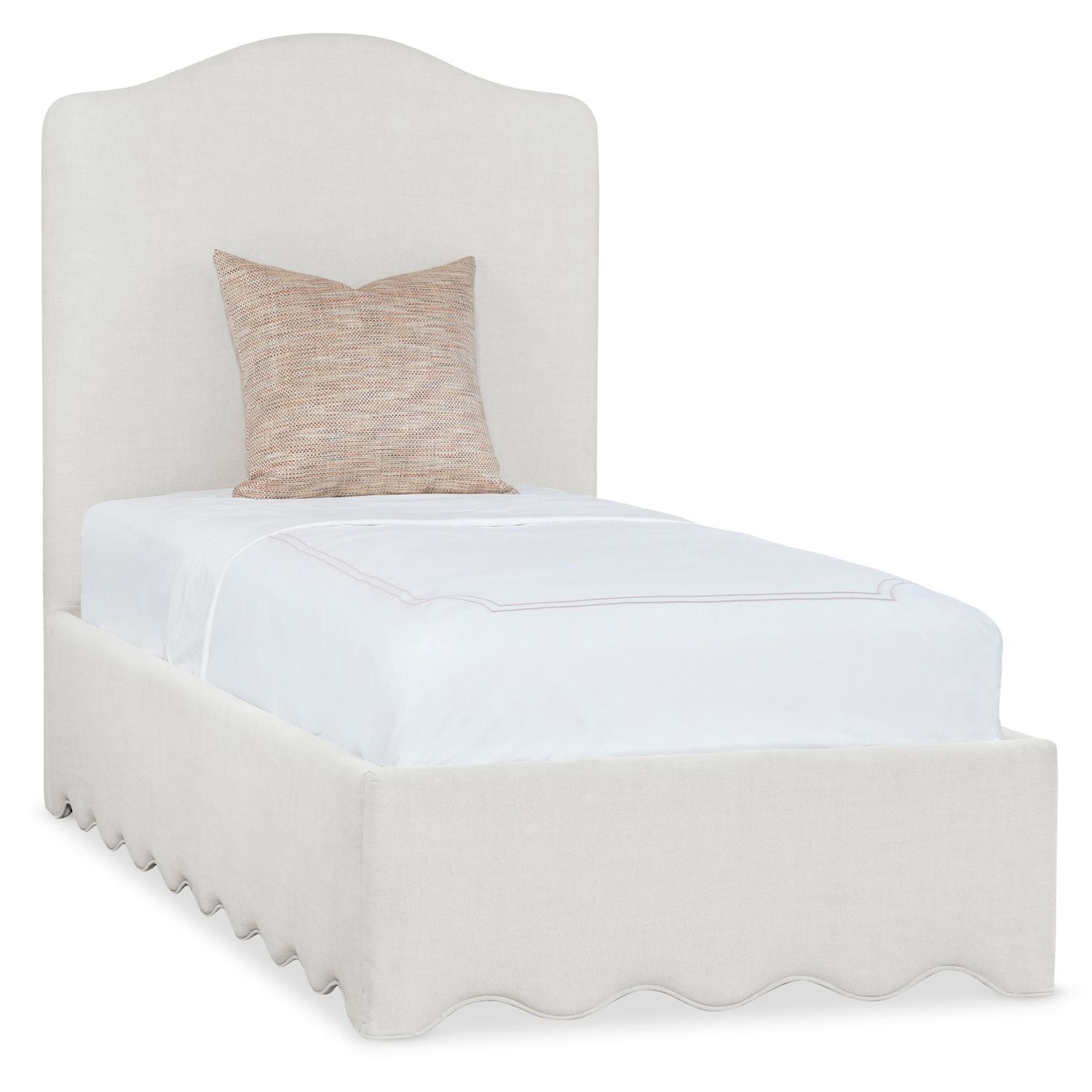 Commerce and Market Liv Twin Upholstered Bed, shown in ivory and off-white with upholstery fabric and textile.