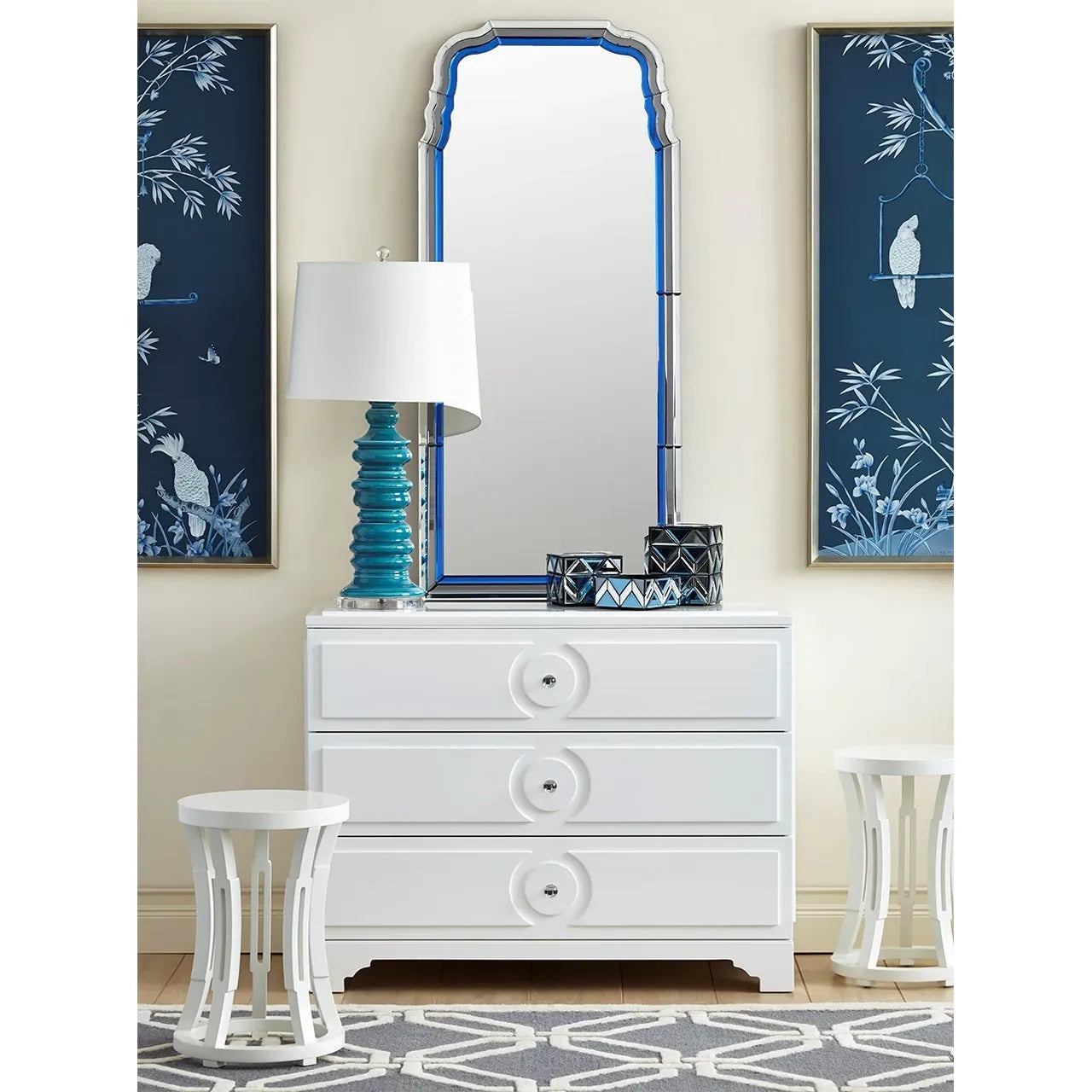 Anne Mirror, Sapphire Blue, Gray, and Clear