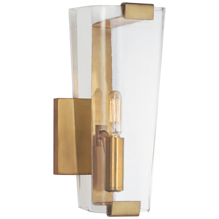 Alvin Small Single Sconce-Visual Comfort-VISUAL-ARN 2309HAB-CG-Wall LightingHand-Rubbed Antique Brass with Clear Glass-1-France and Son