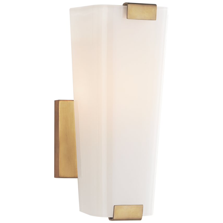 Alvin Small Single Sconce-Visual Comfort-VISUAL-ARN 2309HAB-WG-Wall LightingHand-Rubbed Antique Brass with White Glass-2-France and Son