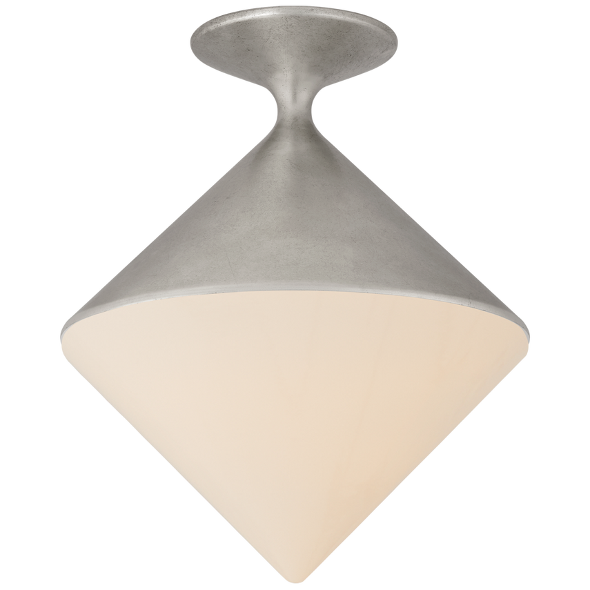 Serbian Small Flush Mount-Visual Comfort-VISUAL-ARN 4355BSL-WG-Flush MountsBurnished Silver Leaf with White Glass-2-France and Son