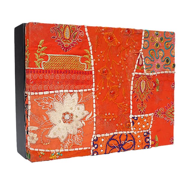 Sari Art Box-Gold Leaf Design Group-GOLDL-ART801-OR-Baskets & BoxesOrange-3-France and Son