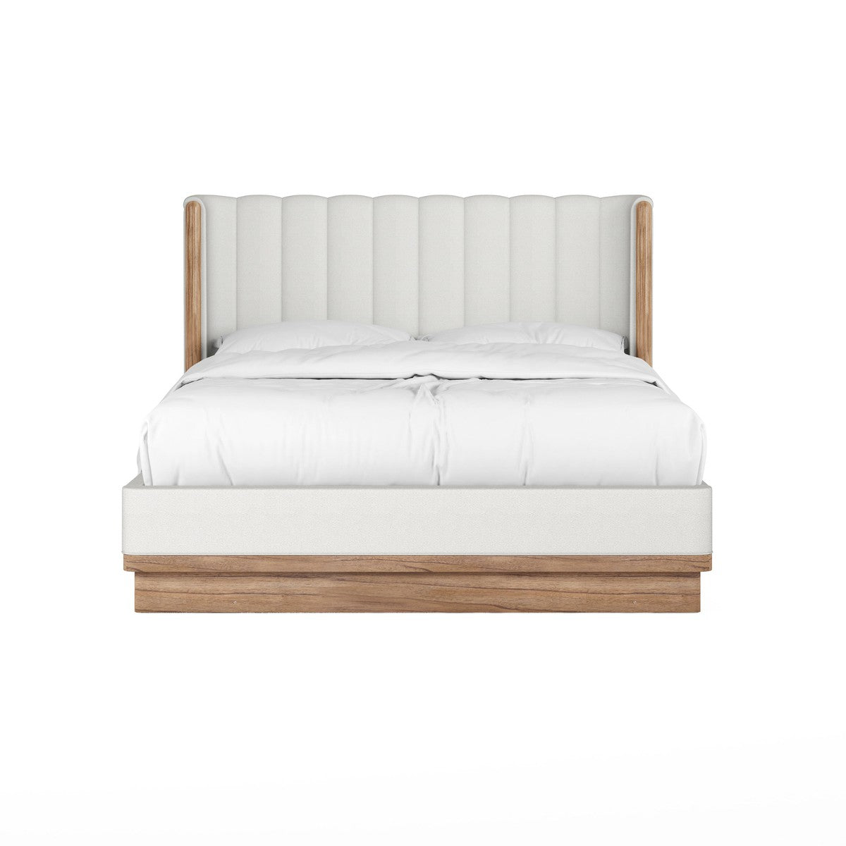 Portico Queen Upholstered Shelter Bed - White, Brown