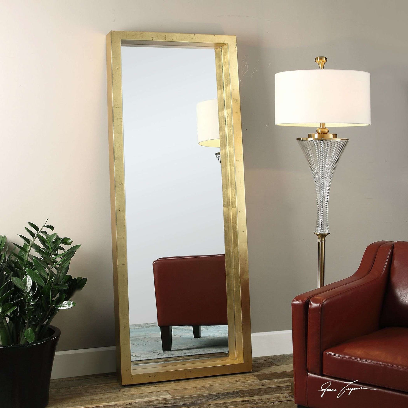 Edmonton Gold Leaner Mirror-Uttermost-UTTM-14554-Mirrors-3-France and Son