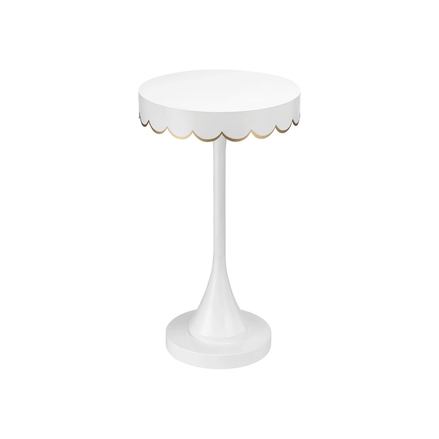 Additional view of Enid White Accent Table in white and gold.