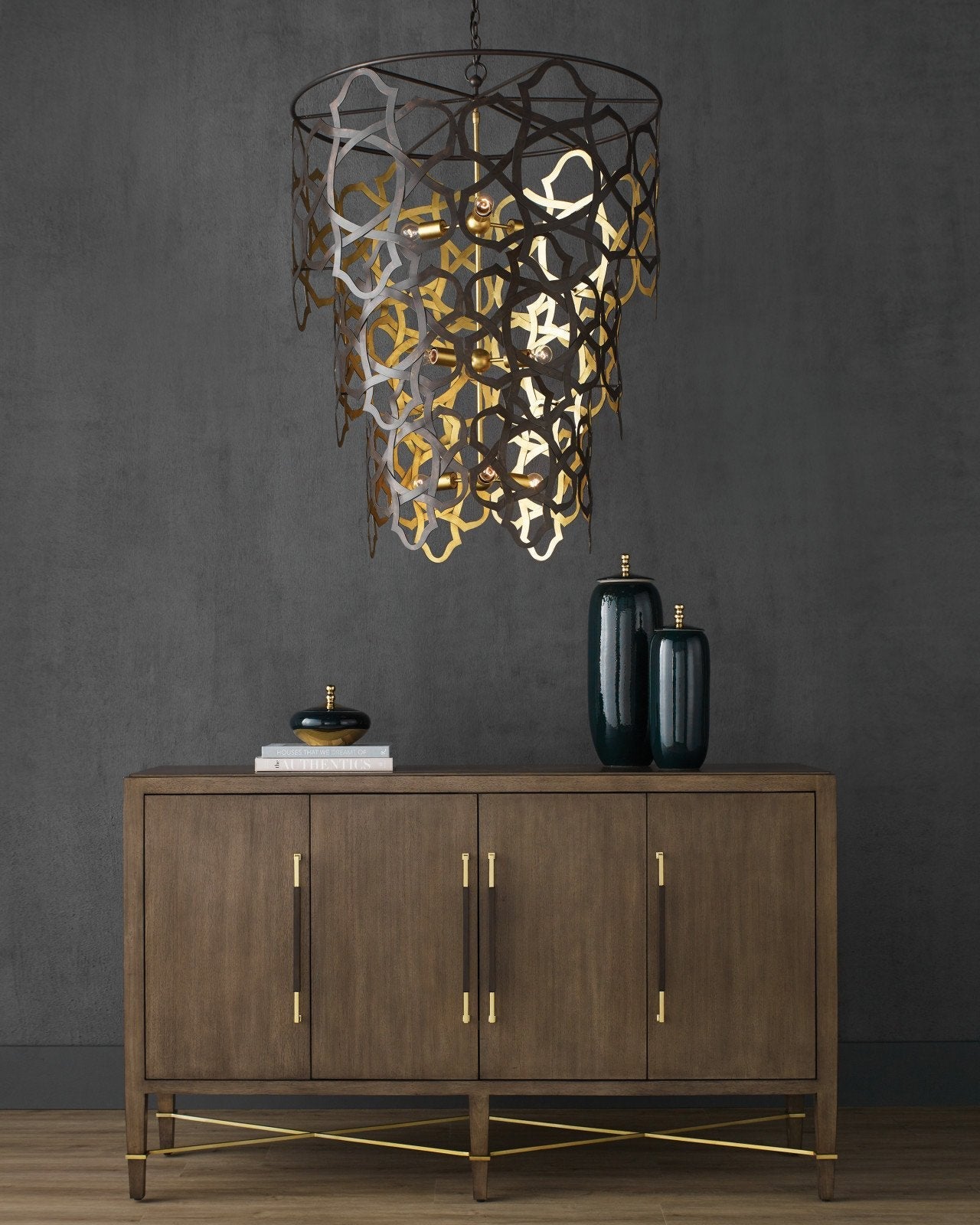 Mauresque Large Bronze & Gold Chandelier