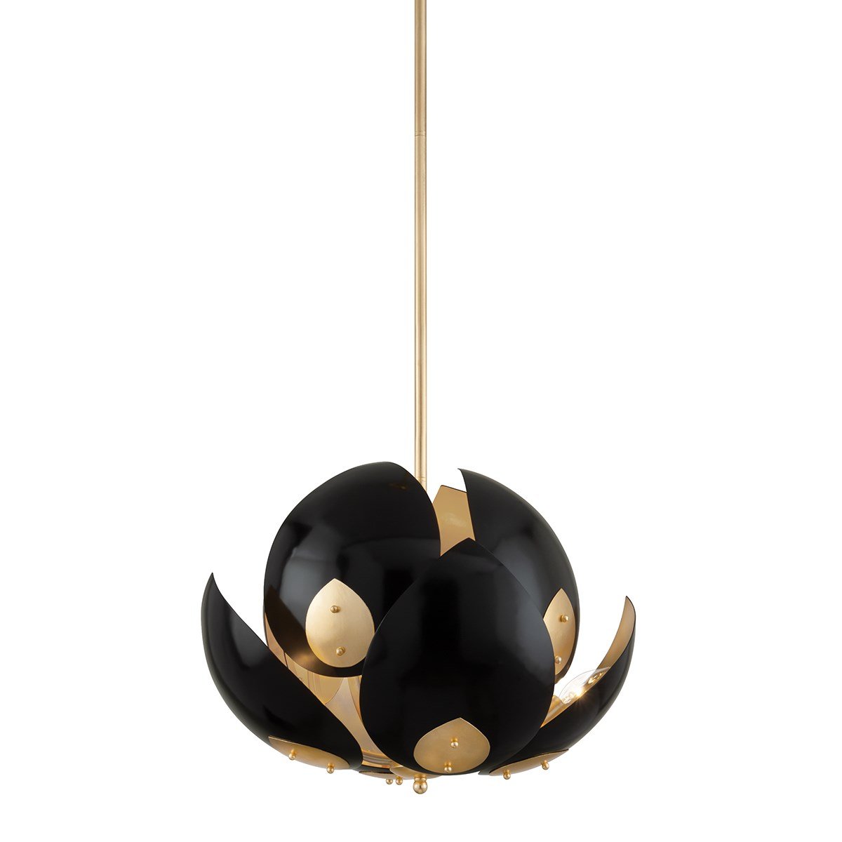 Lotus Chandelier-Hudson Valley-HVL-5708-GL/BK-ChandeliersLotus Gold Leaf Octad Chandelier-Black-3-France and Son