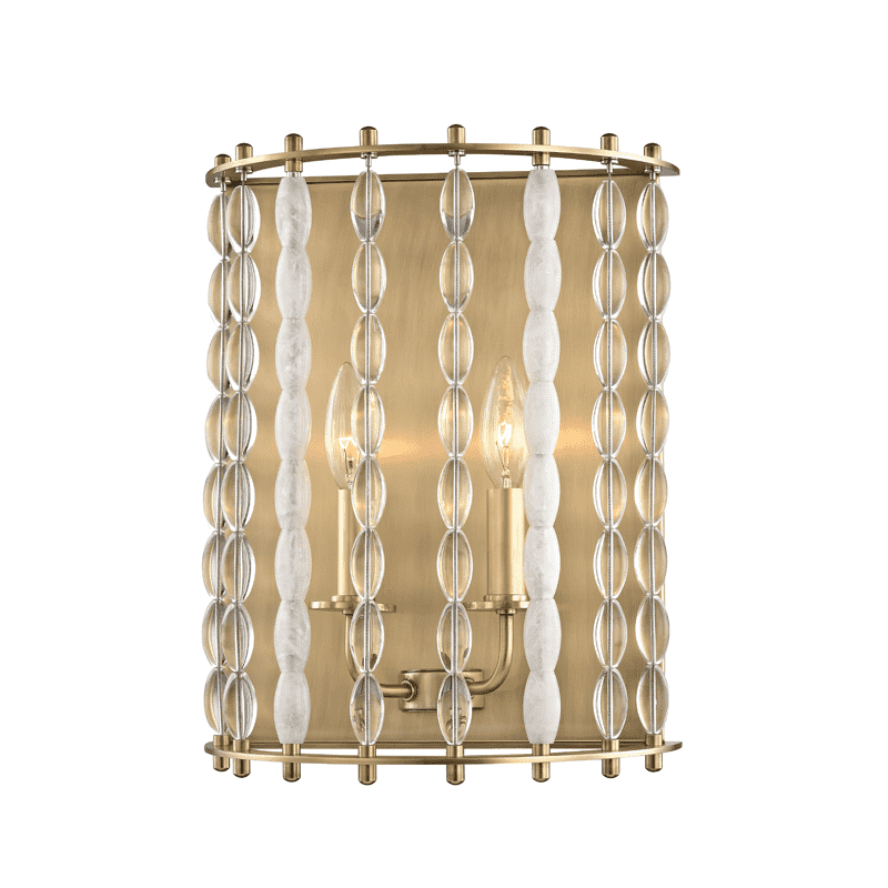 Whitestone 2 Light Wall Sconce Aged Brass-Hudson Valley-HVL-9300-AGB-Wall Lighting-1-France and Son