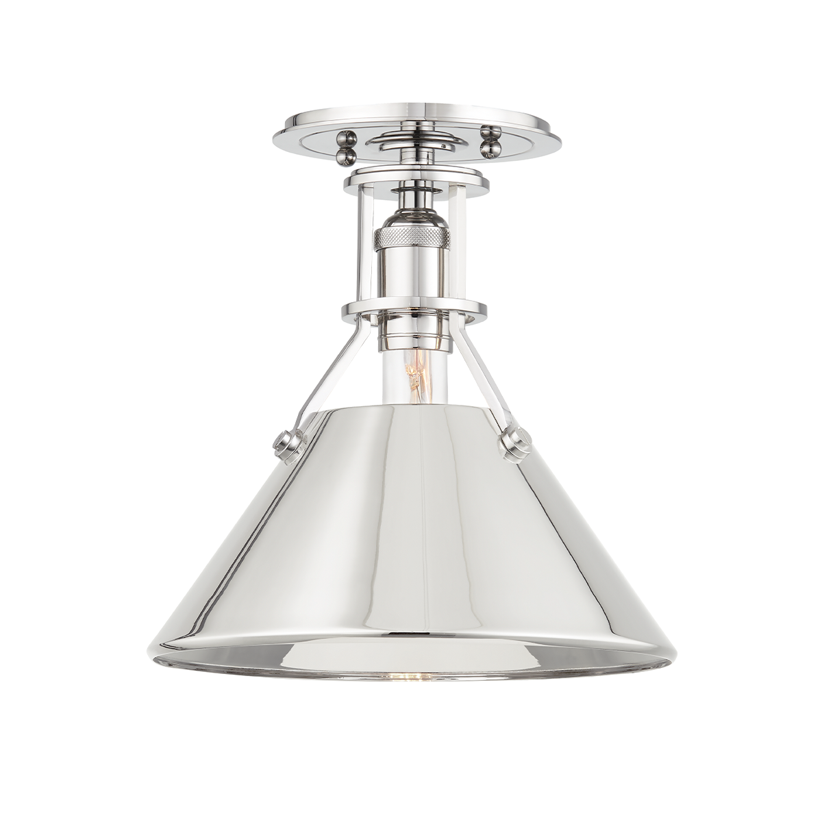 Metal No.2 1 Light Semi Flush-Hudson Valley-HVL-MDS954-PN-Flush MountsPolished Nickel-2-France and Son