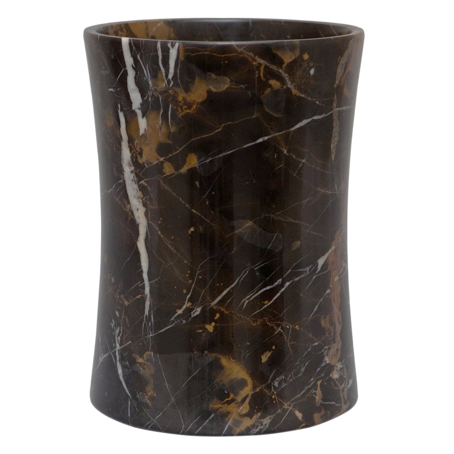 Vinca Collection Waste Bin 7"-Marble Crafter-MC-BA01-6BG-DecorBlack & Gold Marble Waste Bin-1-France and Son